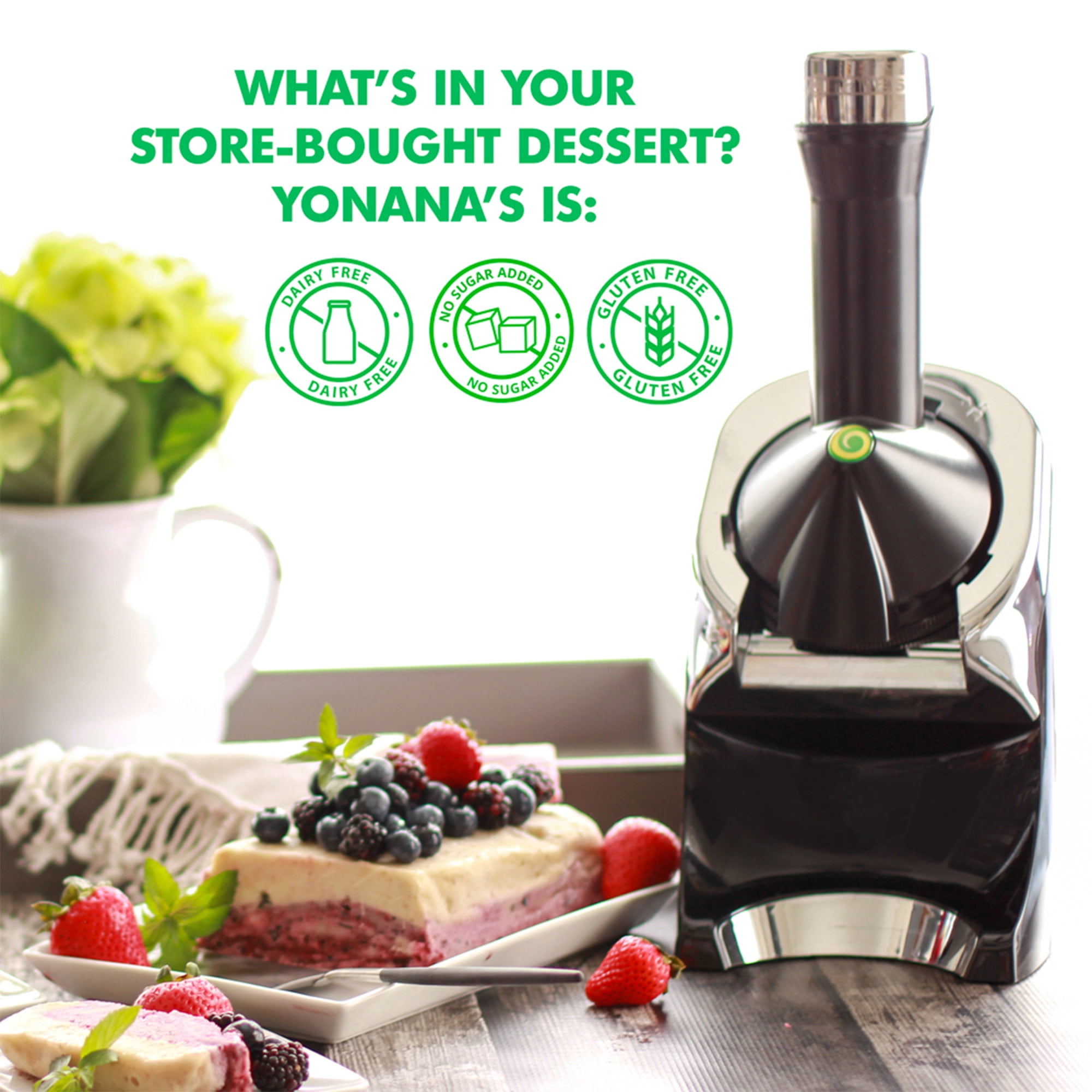 Yonanas 902RD Classic Vegan, Dairy-Free Frozen Fruit Soft Serve Maker,  Includes 36 Recipes, 200-Watts, Red