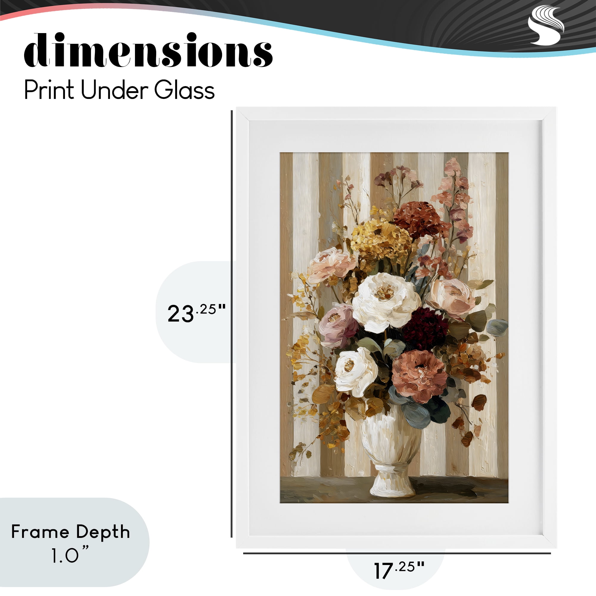 Stupell Industries Vintage Arrangement in Vase White Framed Print Under Glass, design by Petal Prints Design