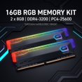 thumbnail image 3 of GeIL ORION RGB 16GB (2 x 8GB) 288-Pin PC RAM DDR4 3200 (PC4 25600) Desktop Memory Model GAOSG416GB3200C18ADC, 3 of 4