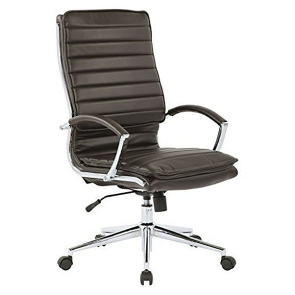 Armless Mid Back Manager's Faux Leather Chair in Charcoal with Chrome Base