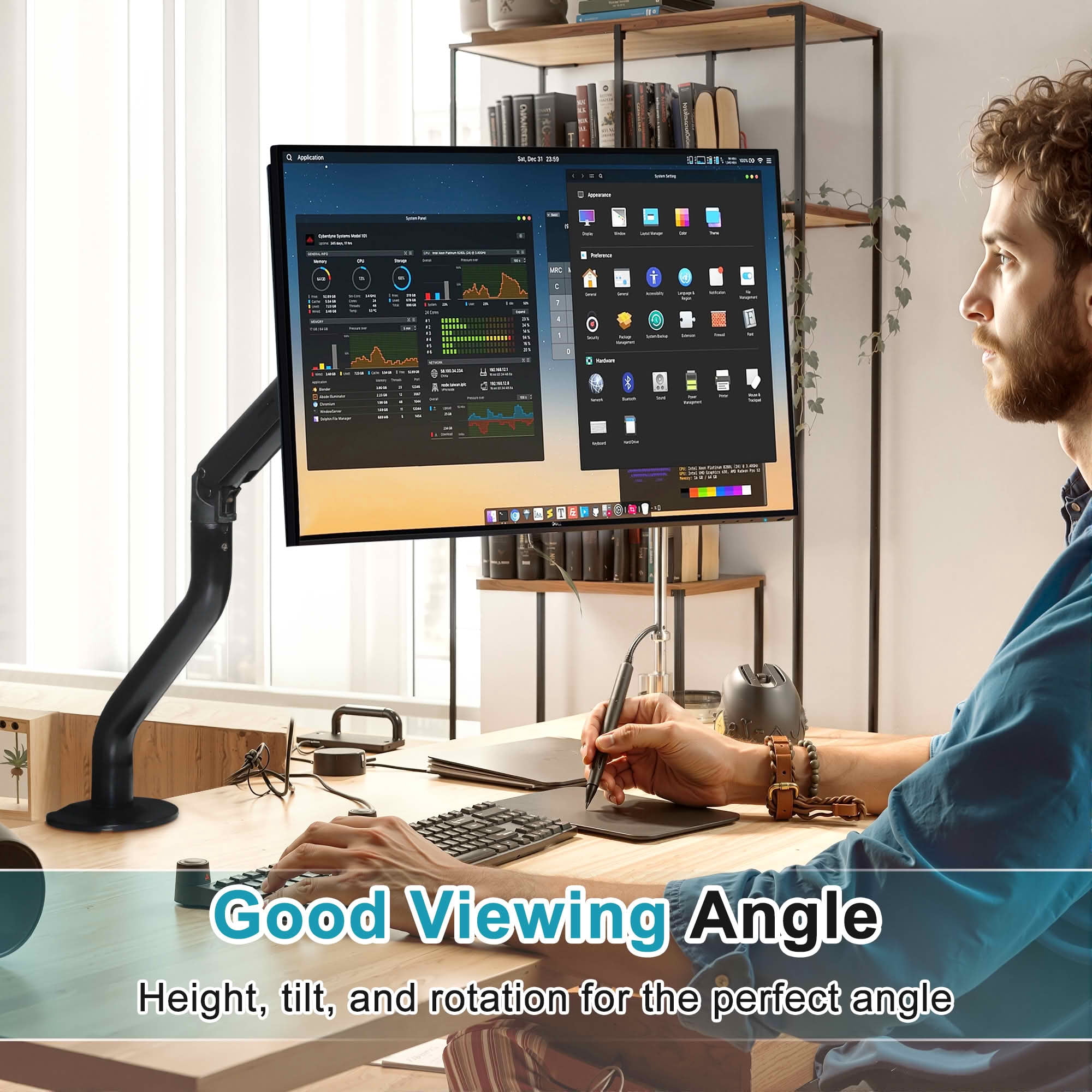MAYEERTY Single Monitor Desk Mount for 15-32" Screens, Swivel & Height Adjustable Computer Monitor Stand