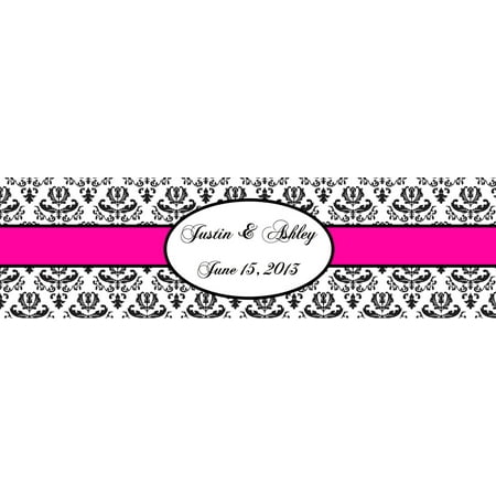 100 Damask 1 PINK Wedding Anniversary Baby Shower Water Bottle Labels
