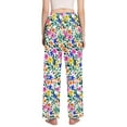 thumbnail image 3 of Dailycode Women's Pajama Pants Wide Leg Lounge Pj Bottoms With Pockets Colorful Little Flowers and Leaves, 3 of 7