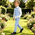 thumbnail image 6 of Iyufng 3 Piece Boys' Formal Vest Suit Sets, Summer Checkered Outfits for Boys, Collared Shirt with Trousers, Hat Set, Size 1-8 Years, 6 of 9