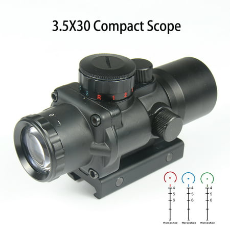 BLACK CHEVERON Reticle 3.5X30 Ultra Compact Prismatic Red Blue Green Illuminated Fixed Power (Best Fixed Power Scope)