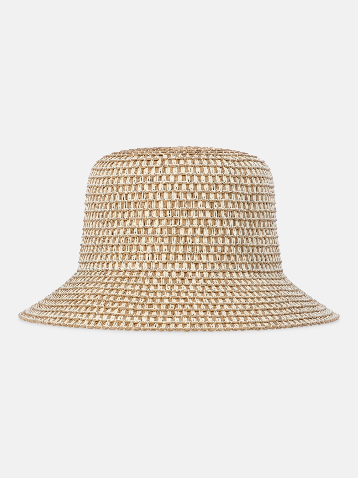 Time and Tru Women's Straw Bucket Hat, Dark Brown Combo