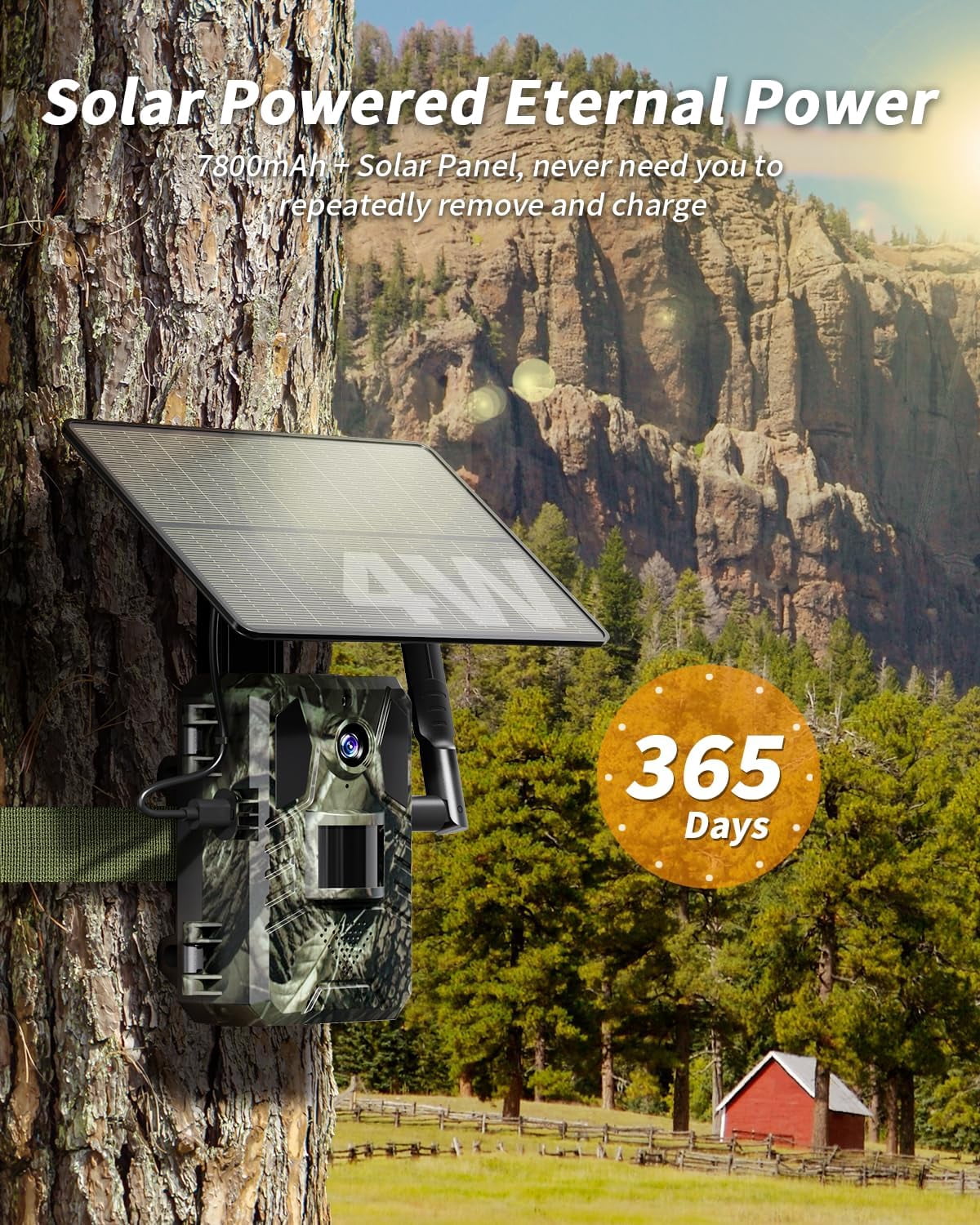 Loatos Trail Camera, Cellular Trail Camera with Built-in SIM Card 4G Unlimited Data Plan 2k HD Live Streaming Game Cameras with Night Vision Motion Activated Waterproof IP66 4W Solar Panel Trail Cam