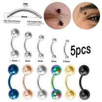 Racing Butterfly 5pcs 16G 2.5-6mm Eyebrow Piercing Lip Ring Curved Barbell Stud Body Jewelry