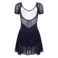 thumbnail image 4 of Alvivi Women's Short Sleeve Backless Skirted Leotards Ballet Dance Dress Gymnastics Bodysuits Dark Blue L, 4 of 7