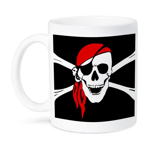 3dRose, Pirate Skull and Cross Bones - Art - Black Flag, 15oz Mug