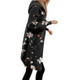 thumbnail image 3 of Women Hoodie Jacket Long Coat Floral Print Zip Up Hooded Cardigan Winter Warm Casual Outerwear with Pockets, 3 of 8