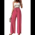 thumbnail image 1 of Pantalones de Salón de Pierna para Mujer, Cintura Alta, Ajustables, con Nudo de Lazo, Holgados. Rojo M, 1 of 10