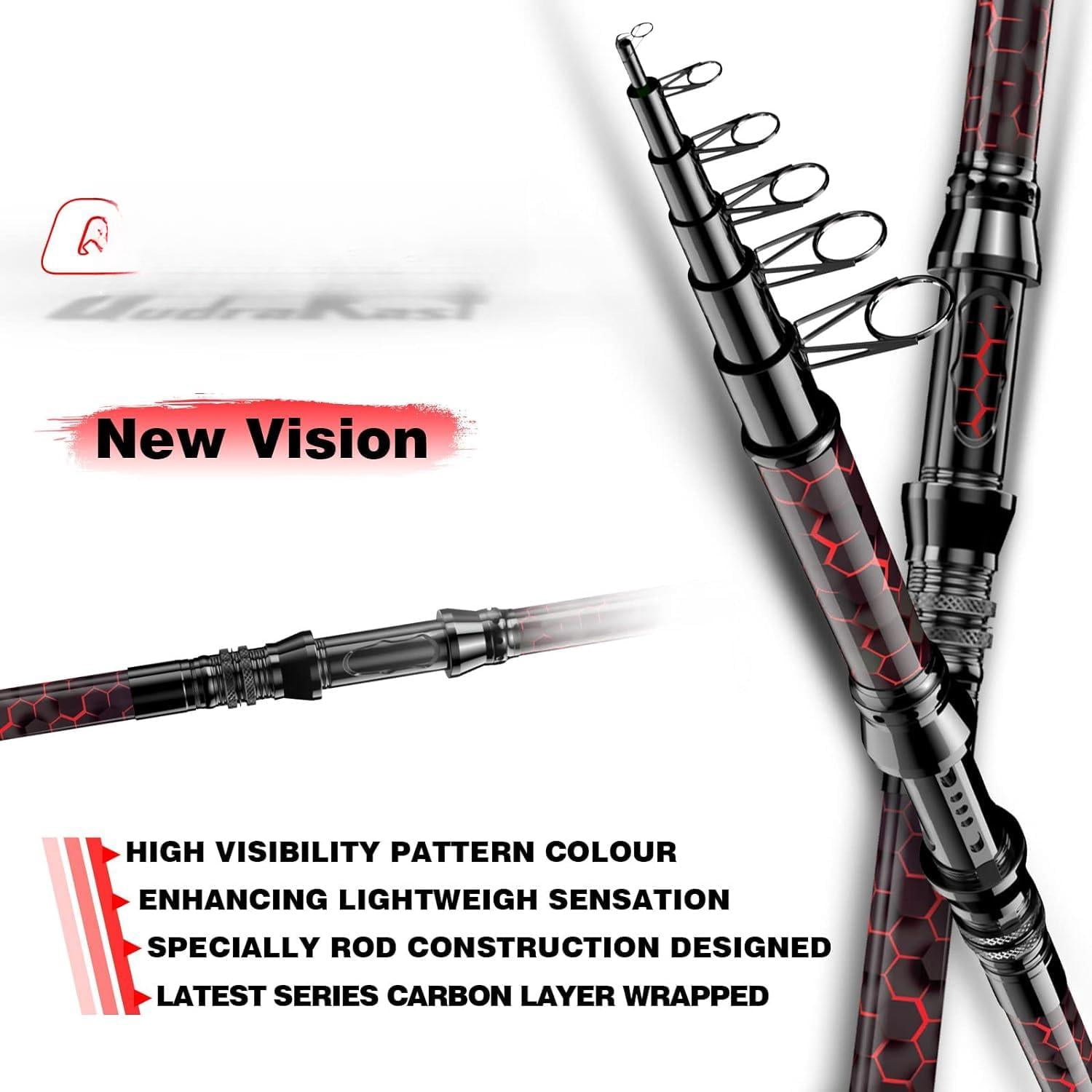 Fishing Rod And Reel Combos  Design With X-warping Painting Carbon Fiber Telescopic Combo Kit Tackle Box Gift For Beginner Angler