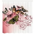 thumbnail image 2 of Ambesonne Butterfly Shower Curtain, Vintage Monarch Damask, 69"Wx70"L, Pale Caramel, 2 of 4