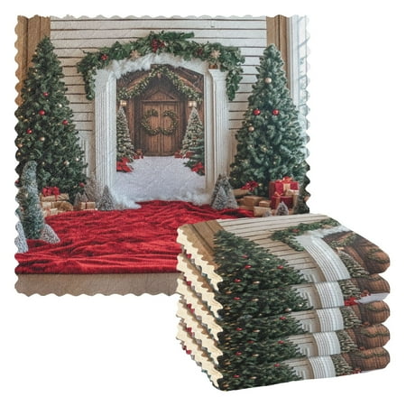 

Kitchen Towels，Christmas Door To Door11 ×11 One Side Printed Polyester Fleece Soft And Skin-friendly Quality Washcloths.