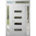 thumbnail image 3 of Front Exterior Prehung Metal-Plastic Door Frosted Glass | Manux 8113 White Silk | 2 Side and Top Sidelite Transom | Office Commercial and Residential Doors Patio 68x94 (W16+36+16x80+14) Left-hand, 3 of 5
