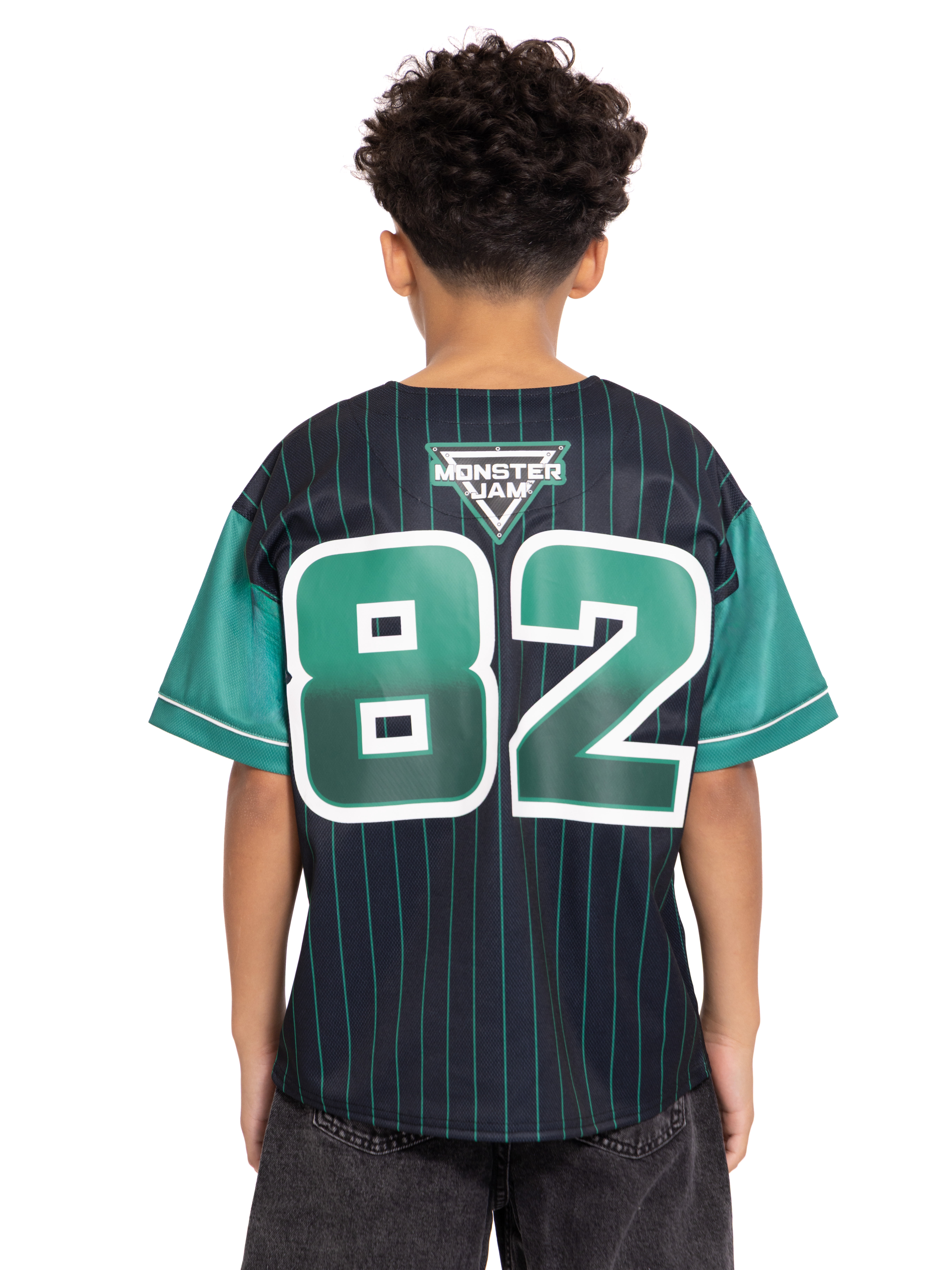 Monster Jam Boys Graphic Baseball Button Down Jersey with Short Sleeves, Sizes 4-12