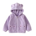 thumbnail image 3 of AINIYS Toddler Fall Winter Coat Fleece Zip up Hooded Cute Bear Ears Hoodie Warm Fuzzy Baby Kids Jacket Outerwear with Pockets Purple 4-5Years, 3 of 10