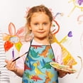 thumbnail image 2 of Colorful Dinosaur Pattern with Leaves Kids Aprons for Girls and Boys,Adjustable Neck Strap Toddler Aprons for Kids Cooking Baking, 2 of 5