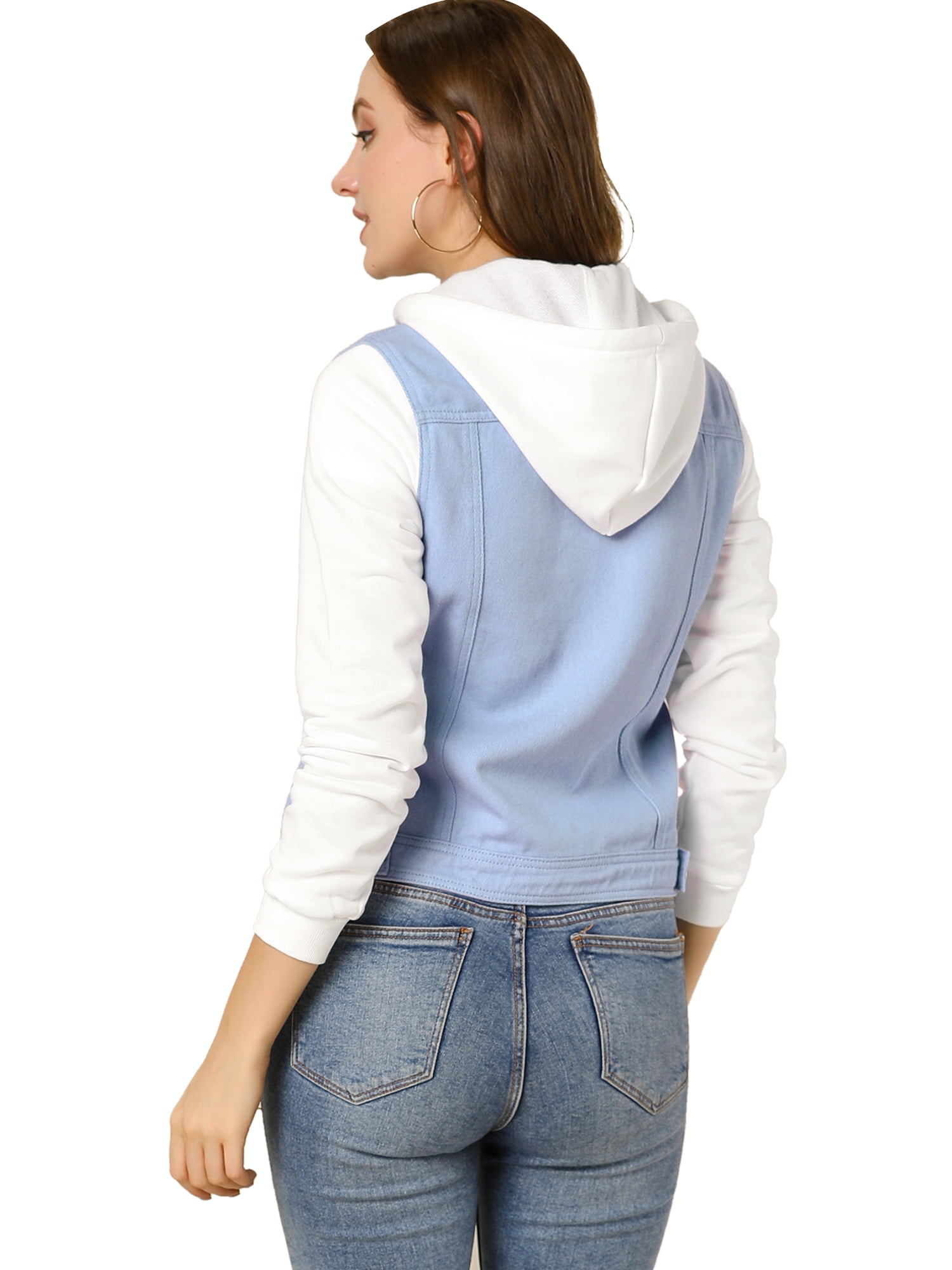 Syhood Long Denim Jacket Casual Jean Jacket Long Sleeve Denim Jacket Coat for Women Light Blue 