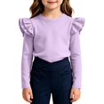 thumbnail image 4 of YOUYEDIAN Girls Long Sleeve Shirt Toddler Soft Comfy Crewneck Tops with Ruffle Trim, 4 of 4