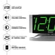 thumbnail image 3 of Sharp Home Reloj despertador digital LED - Base giratoria - Tomacorriente, operación simple, alarma, repetición, atenuador de brillo, pantalla de dígitos verdes grandes, caja plateada, 3 of 5