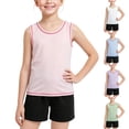 thumbnail image 2 of Girls Summer Ice Silk Tank Top Loose Crew Neck Sleeveless Workout Casual Basic Dance Shirts for 3-16 Years, 2 of 8