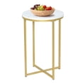 thumbnail image 4 of Giantex Round Side Table, X-Shaped End Table with Marble Top&Gold Base, Small Nightstand for Living Room, Accent Tables Cheap, 4 of 6