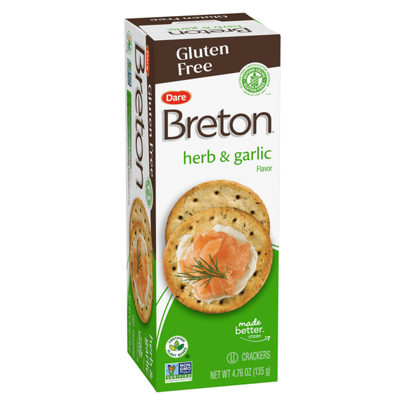 Breton Herb & Garlic Gluten Free Crackers, 4.76 oz