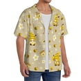 thumbnail image 3 of Disketp Men's Hawaiian Cute Bee Gnome 2 Print Shirts Button Down Holiday Beach Shirts-Large, 3 of 5