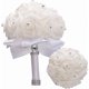 thumbnail image 3 of A white Bouquet for Bridesmaids with Diamond Soft Ribbon, Faux PE Rose Bridal Blooms (Diameter: 8.26"H: 10" ), 3 of 4