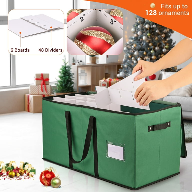 Caja de Almacenamiento de Adornos Navideños, Organizador con