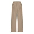 thumbnail image 4 of Diufon Fashion Elastic Waist Pants for Women Spring Summer Wide Leg Pants with Pockets Solid Color Trousers, 4 of 5