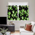 thumbnail image 4 of St. Patrick's Day Kitchen Curtains Window Panels, Watercolor Green Shamrock Polka Dots Black Insulated Window Treatment Curtain, Grommet Curtains for Bedroom/Living Room/Bathroom, 2 Piece 52"Wx45"L, 4 of 8