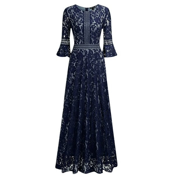 Women's Elegant Floral Lace 3/4 Sleeve Evening Dress Empire Waist Maxi  Bridesmaid Dresses for Cocktail Party - Walmart Business Supplies