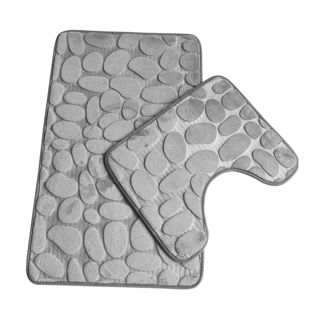 Bath Rug Set 2 Piece Microfiber Bathroom Mats and UShaped Toilet Rug