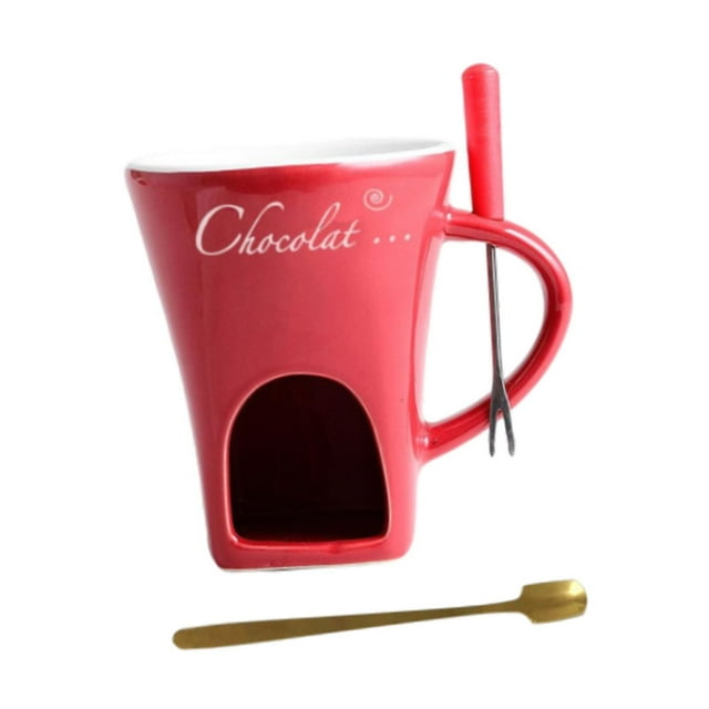 serony Pot à Fondue Appareils de Cuisine Mug à Fondue Jour Date pour Saint-Valentin Fête Rouge Nuit Rouge 11x8.3cm