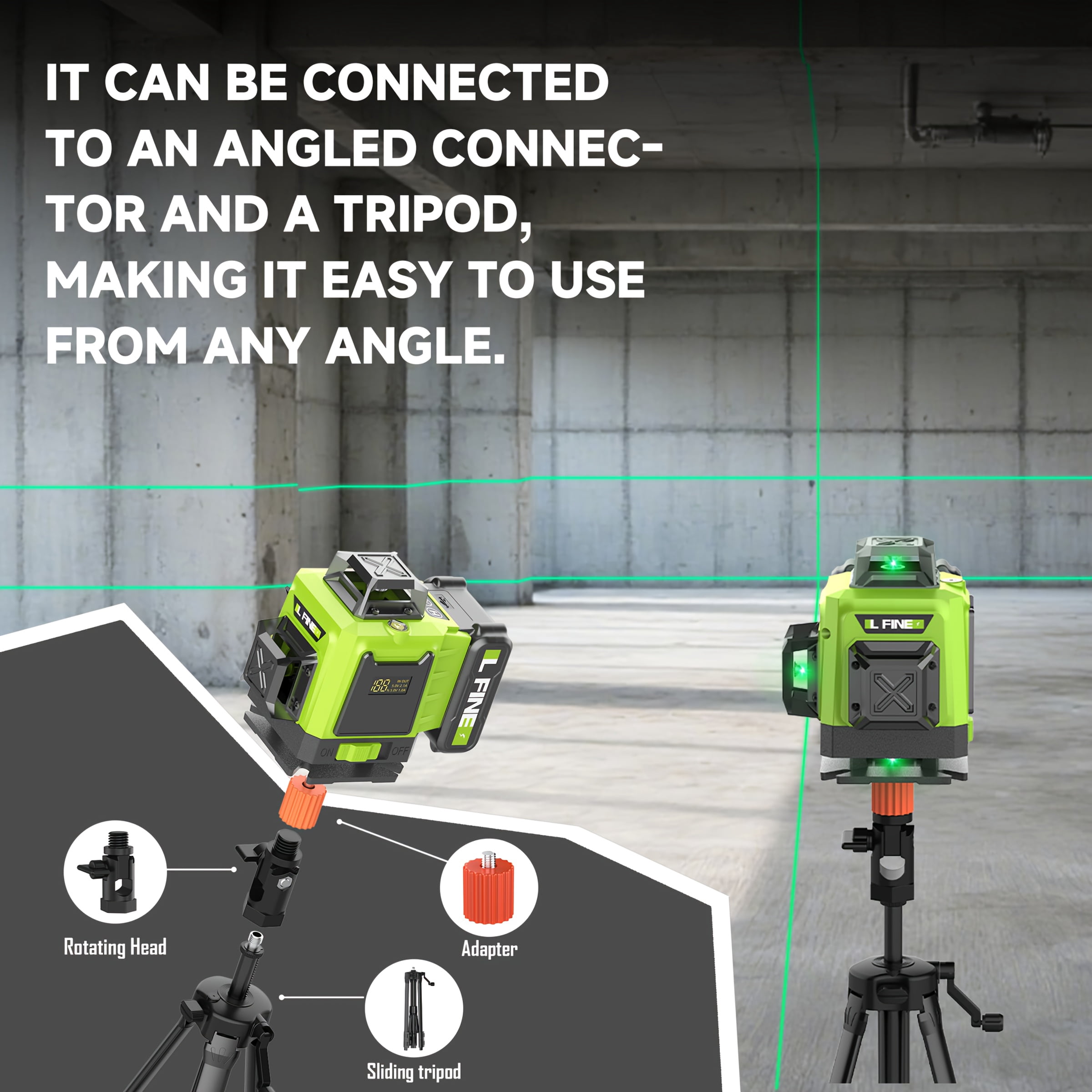 L FINE Laser Level, 4x360° Self-Leveling Green Cross Line 4D 16 Lines Laser Metal Window Tool with Remote Control, 1* 4800mAh Battery, Magnetic & Liftable Bracket