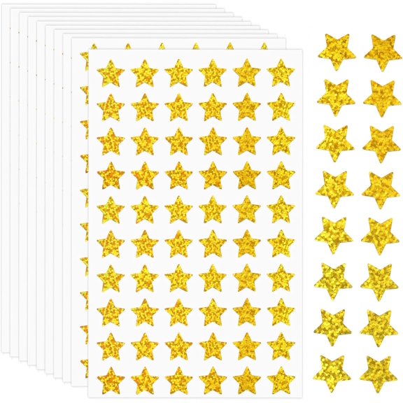 3000 PCS Star Stickers, 0.6" Sparkly Holographic Stickers, Kids Rewards Holographic Gold Star Stickers, Foil Star Stickers for Behavior Chart, Student Planner, School Classroom Teacher Supplies, DIY
