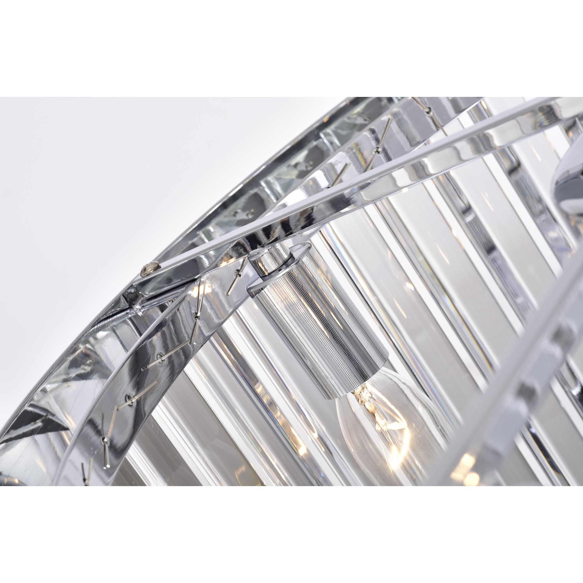 Gavin Chrome 19-Inch 4-Light Metal & Crystal Drum Shade Fandelier