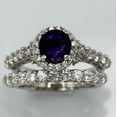 thumbnail image 6 of HeartsAndYou 3ct Natural Amethyst & Diamond Engage Ring Halo Bridal Set 14k SOLID White Gold, 6 of 9