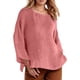 thumbnail image 1 of Camiseta de manga larga y cuello redondo de color liso para mujer: estilo informal y holgado, tejido de poliéster para los días más frescos., 1 of 5