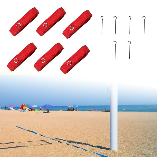 6x Líneas de voleibol de playa Colamx Kit completo 800 cm de largo color rojo