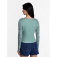 thumbnail image 3 of Madden NYC Women's Boatneck Graphic Top with Long Sleeves, Sizes XXS-XXL, 3 of 5
