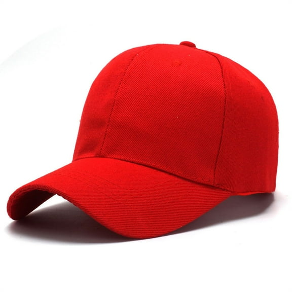 Men's Pure Cotton Blank Baseball Cap, Solid Color Adjustable Dad Hat, Outdoor Sun Protection Peaked Cap for Sports and Casual Wear Red
