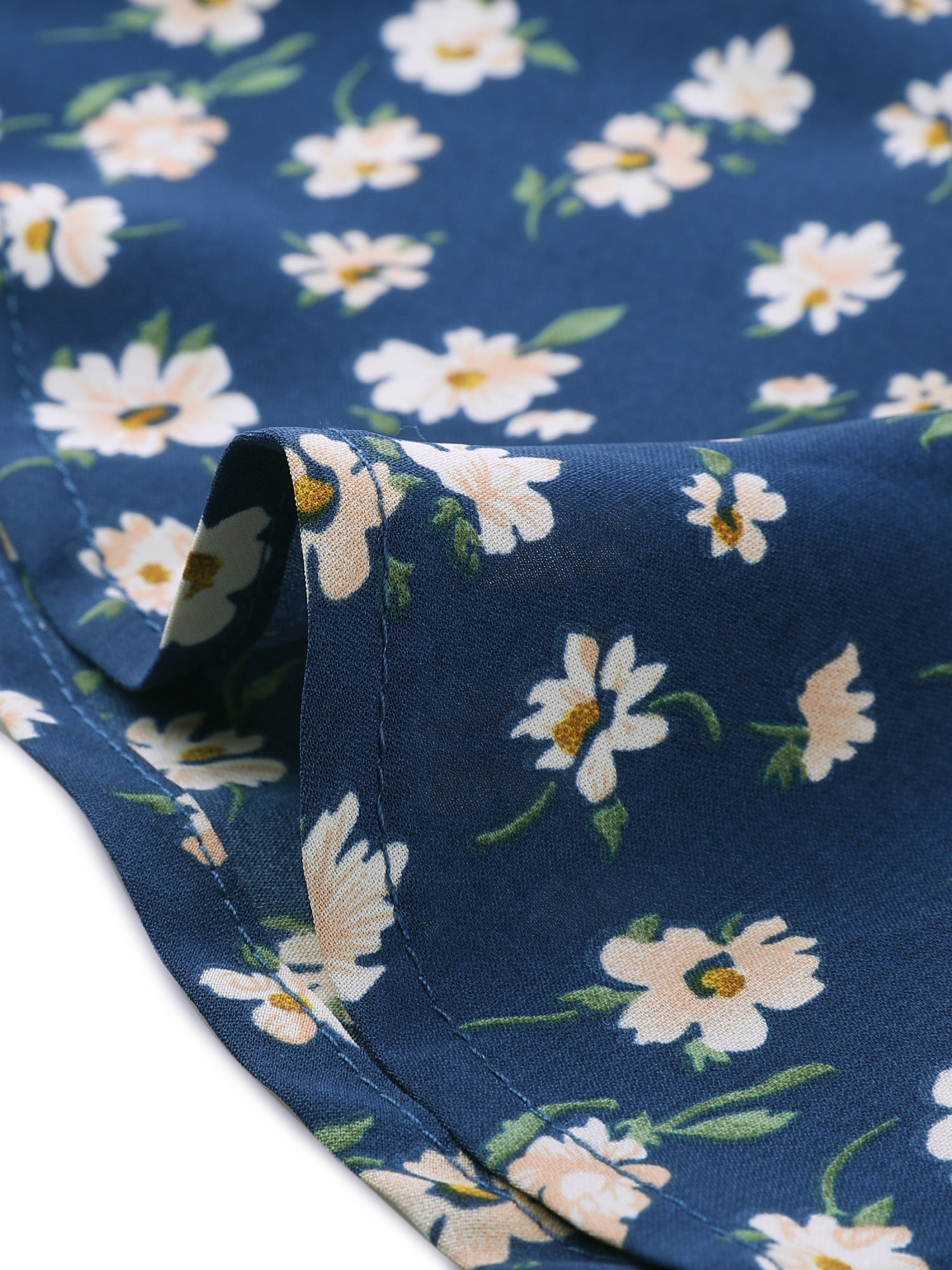 DARING DIVA Women's Floral Ruffle Hem Elastic Back Split Skirt S Blue