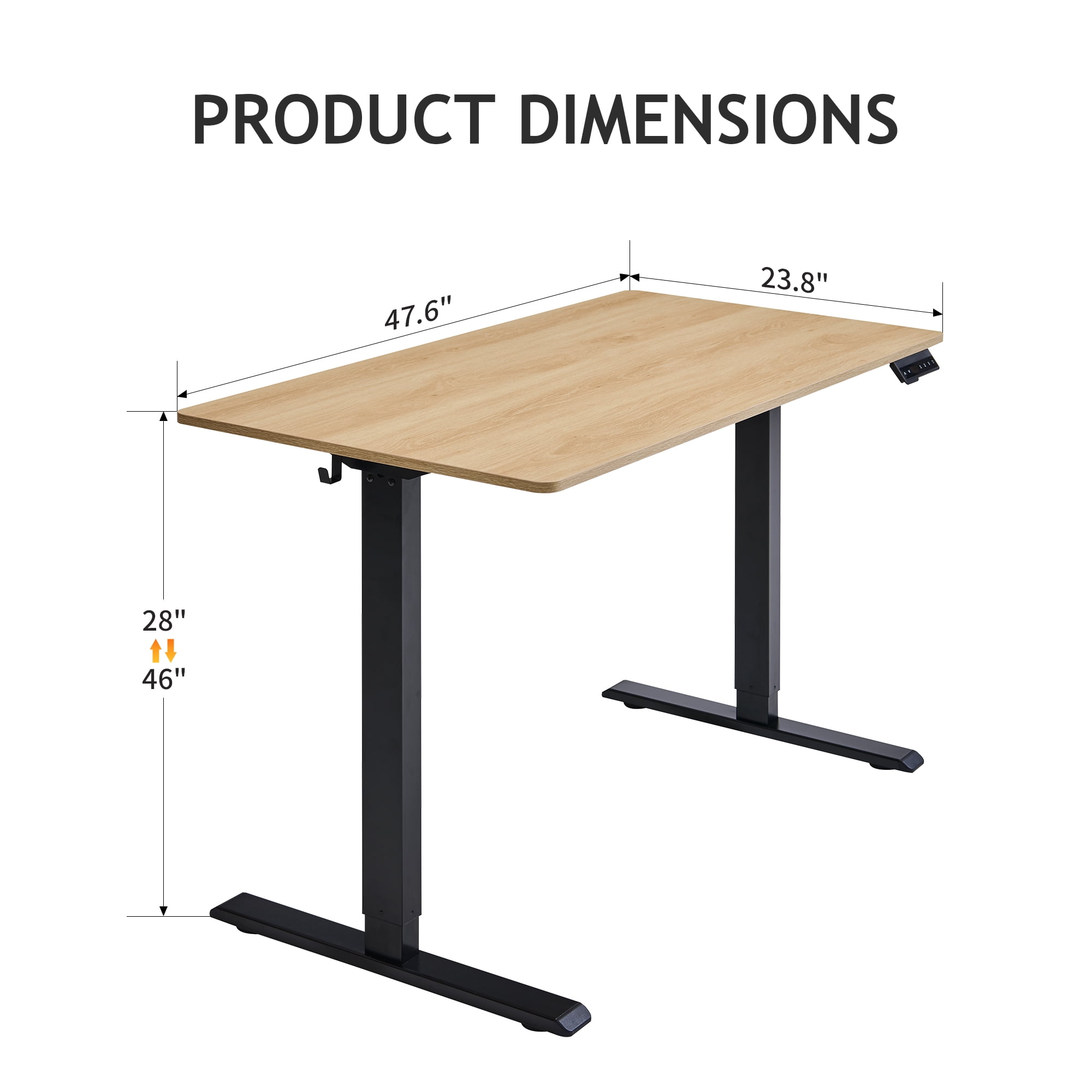 Tricora Electric Standing Desk, 48x 24 Inches Height Adjustable Desk, Sit and Stand Up, Ergonomic Rising Computer Table with Memory Preset, Nature Wood