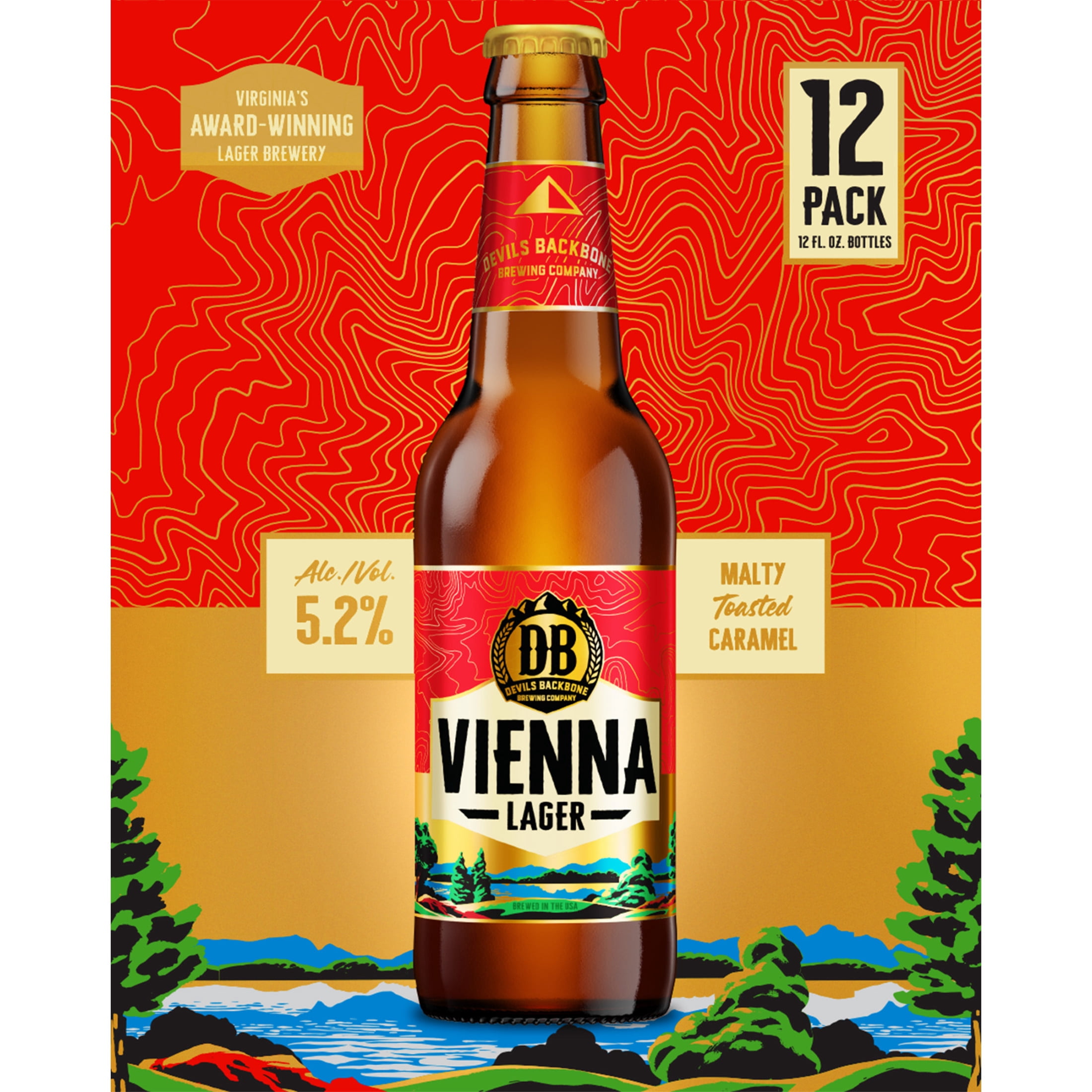 Devils Backbone  Vienna Lager Craft Beer, Vienna Lager, 12 Pack, 12 fl oz Glass Bottles, 5.2% ABV