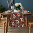 thumbnail image 2 of Red Boho Botanical Table Runner - 60 Inch Long, Kitchen Dining Table Runner Dresser Scarves, Southwestern Retro Leaves Ethnic Tribal Farmhouse Decor for Coffee Tables Wedding Party Banquet, 2 of 8