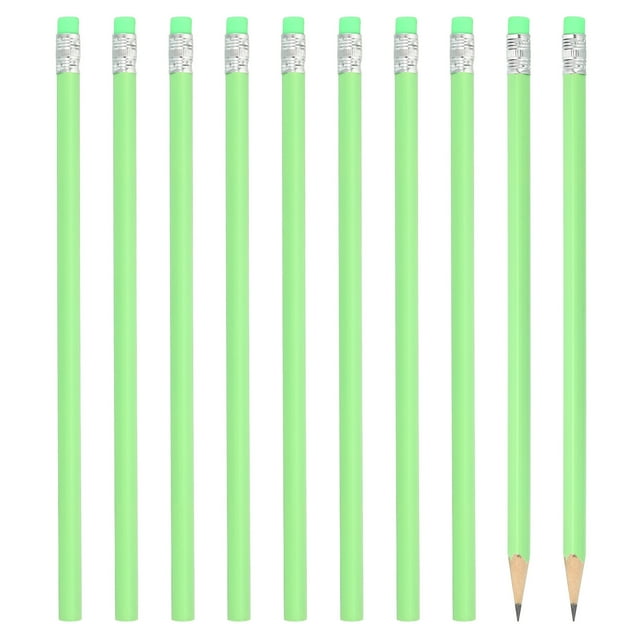 Uxcell Lápices Redondos, Paquete de 48 Lápices de Grafito HB con Borrador, Lápices de Madera Lindos para el Aula, Verde